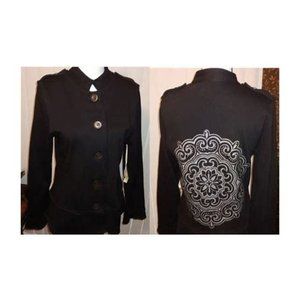 Lili & Q Black Jacket with Mandarin Collar Festival Jacket Boho Clothing Small